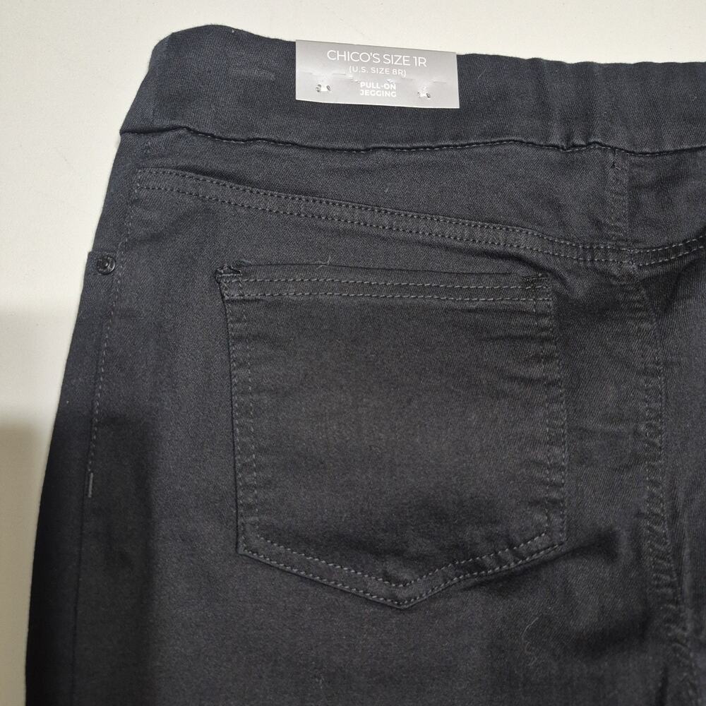 Chico's Denim Pull-on Jegging Women 1 (U.S. 8) Black Jeans Slimming Flattering - Picture 11 of 11